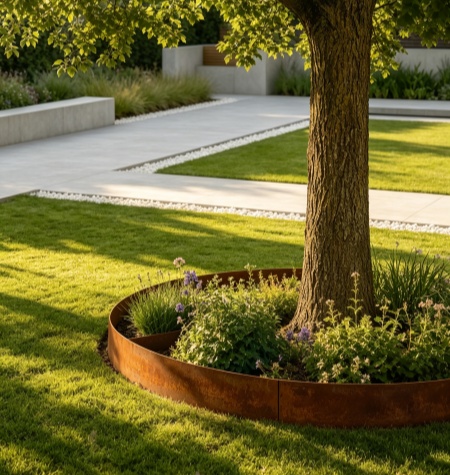 Corten steel garden ring